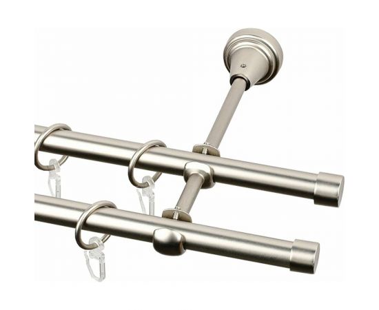 Двухрядный металлический карниз Эскар, наконечник-заглушка, матовый никель, D16 мм, 400 см 21647540055 