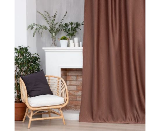 Портьерная штора Этель Фактура цвет коричневый, на шторной ленте, 145х265 см, 100% полиэстер 5800497 