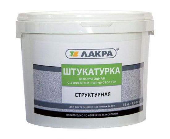 Декоративная структурная штукатурка с эффектом зернистости Лакра белая, 15 кг, 3 мм Лк-00000039 