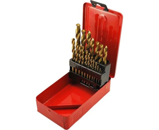 Набор сверл по металлу 19 предметов, красная металлическая коробка TORGWIN T211916 