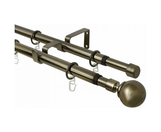 Телескопический двухрядный карниз Эскар, наконечник Классика, золото антик, 16/19 мм, 160-320 см 3332161948550 