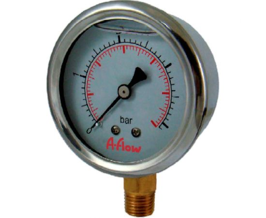 Манометр от 0 до 16 бар из нержавеющей стали, D63 мм, NPT 1/4"", штуцер снизу A-Flow G20-S-4N-63A-16bar 