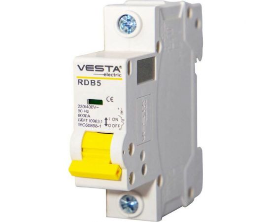 Автоматический выключатель Vesta Electric avt. vesta 1p-20a rdb5 6ka, HLAV000109 