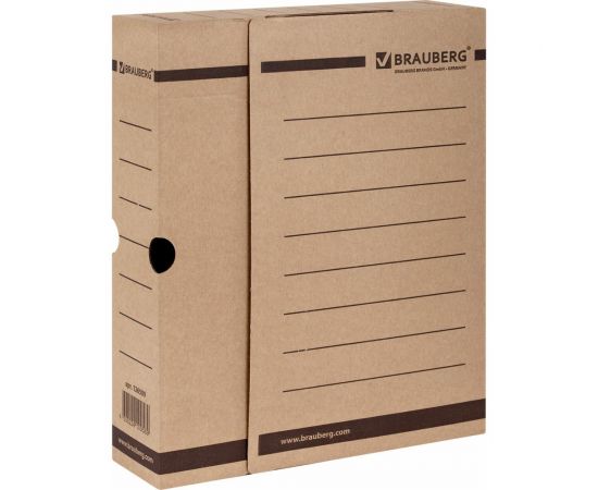 Архивный короб с клапаном, микрогофрокартон, 75 мм, до 700 листов, плотный, бурый, BRAUBERG 126509 