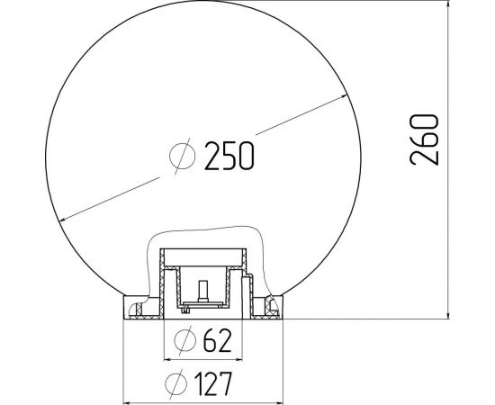 Садово-парковый светильник ЭРА НТУ, 02-60-255, шар дымчатый, призма, D250mm Б0048071 – изображение 2
