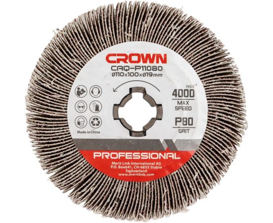 Щетка абразивная 110 мм, Р80 Crown CAQ-P11080 – изображение 2