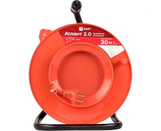 Удлинитель на катушке EKF ""Атлант 2.0"" 1 гнездо 50м без заземления ПВС 2*1 10А/2,2кВт PROxima UKA02-10-210-1-50 – изображение 2
