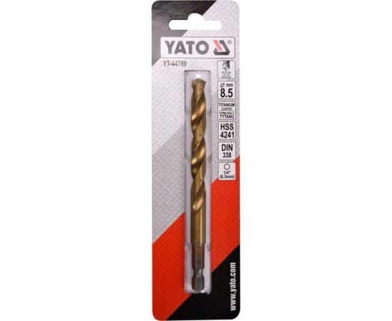Сверло по металлу HSS-TiN 8.5 мм с хвостовиком HEX1/4 YATO YT-44769 – изображение 3