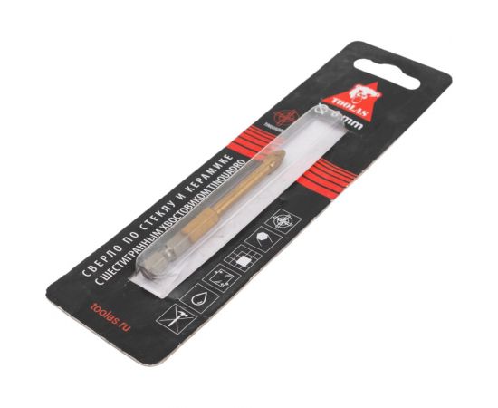 Сверло по стеклу TiN квадро 6 мм TOOLAS 00005430 – изображение 3