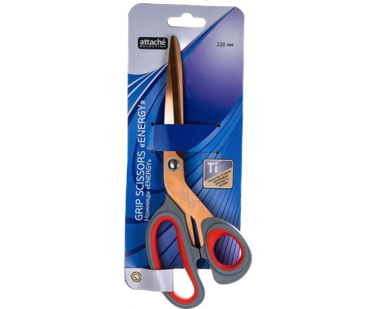 Ножницы Attache Selection Energy 220 мм, эргономичные ручки, покрытие Titanium, черно-серые 604065 – изображение 3