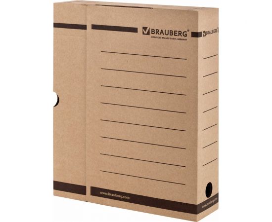 Архивный короб с клапаном, микрогофрокартон, 75 мм, до 700 листов, плотный, бурый, BRAUBERG 126509 – изображение 3