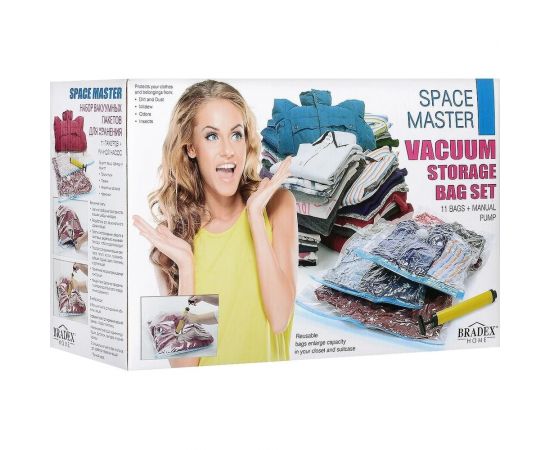 Набор вакуумных пакетов для хранения BRADEX СПЭЙС МАСТЕР с насосом TD 0201 – изображение 4