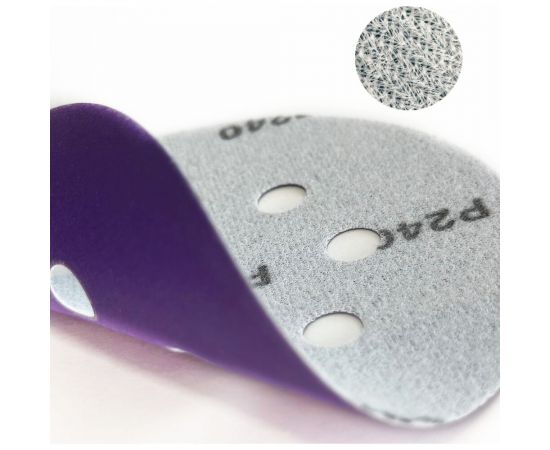 Диск шлифовальный Purple Film на пленочной основе 8 отверстий 125 мм, Р400, 5 шт Abraforce 165022 – изображение 4
