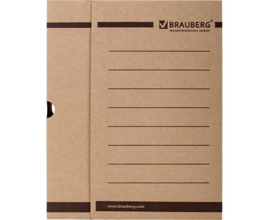 Архивный короб с клапаном, микрогофрокартон, 75 мм, до 700 листов, плотный, бурый, BRAUBERG 126509 – изображение 4