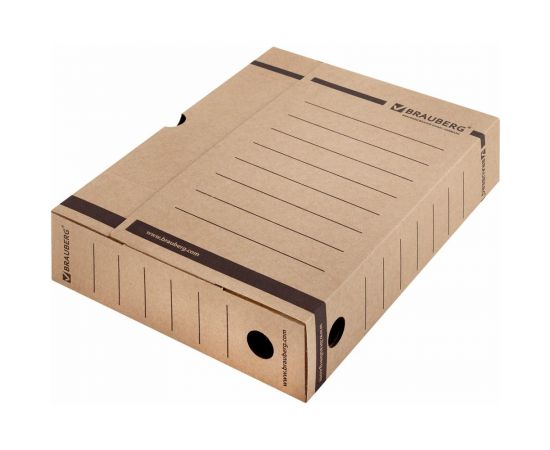 Архивный короб с клапаном, микрогофрокартон, 75 мм, до 700 листов, плотный, бурый, BRAUBERG 126509 – изображение 5