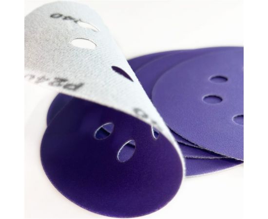 Диск шлифовальный Purple Film на пленочной основе 8 отверстий 125 мм, Р400, 5 шт Abraforce 165022 – изображение 5
