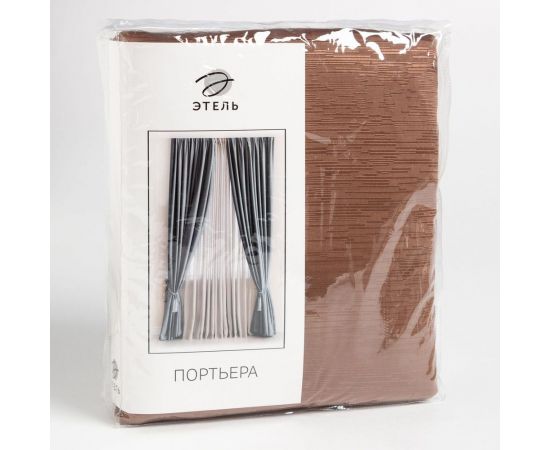 Портьерная штора Этель Фактура цвет коричневый, на шторной ленте, 145х265 см, 100% полиэстер 5800497 – изображение 5