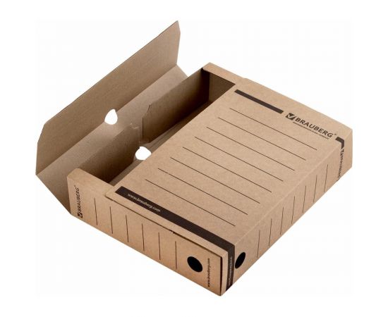 Архивный короб с клапаном, микрогофрокартон, 75 мм, до 700 листов, плотный, бурый, BRAUBERG 126509 – изображение 6