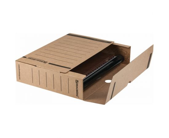Архивный короб с клапаном, микрогофрокартон, 75 мм, до 700 листов, плотный, бурый, BRAUBERG 126509 – изображение 8