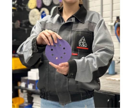 Диск шлифовальный Purple Film на пленочной основе 8 отверстий 125 мм, Р400, 5 шт Abraforce 165022 – изображение 8
