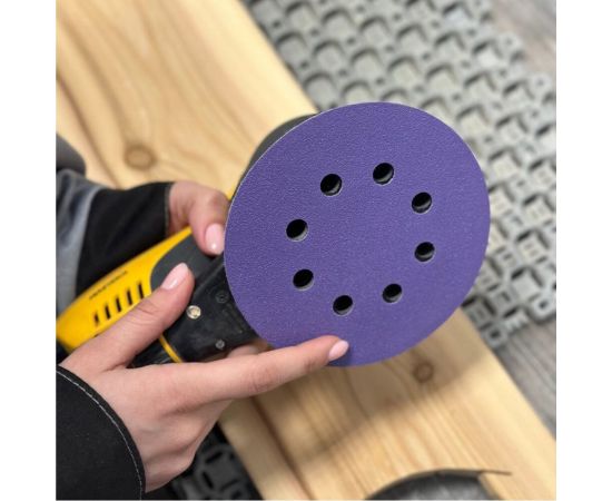 Диск шлифовальный Purple Film на пленочной основе 8 отверстий 125 мм, Р400, 5 шт Abraforce 165022 – изображение 9