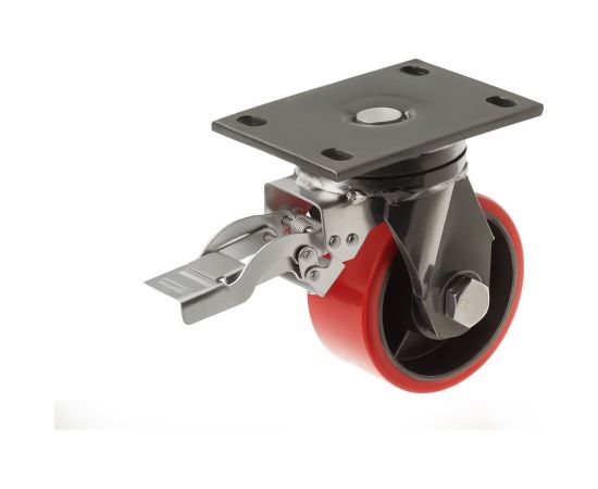 Колесо сверхбольшегрузное полиуретановое поворотное с площадкой и тормозом SHpb 63 (150 мм; 1000 кг) А5 1000691 