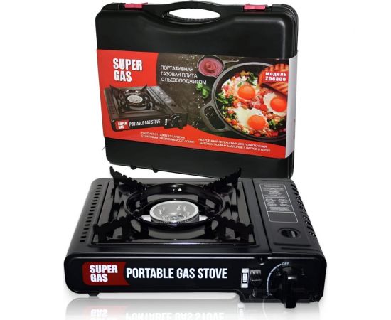 Туристическая газовая плита с пьезоподжигом SUPER GAS в пластиковом кейсе, модель ZD6800 7321119000 