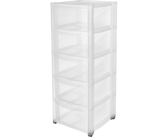 Комод Бытпласт Амадео на колесах, 5 ящиков, бесцветный 431242901 