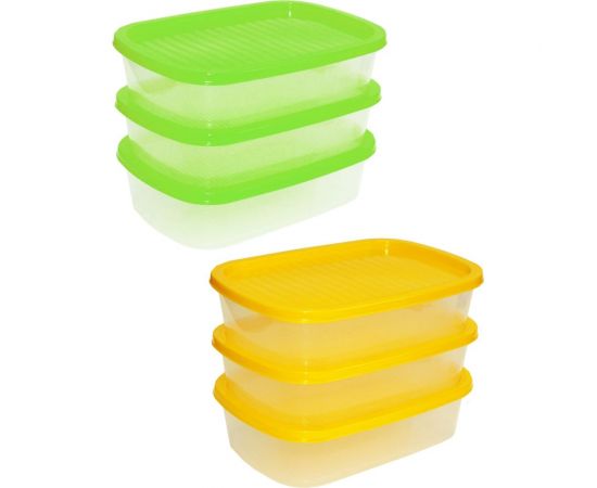 Прямоугольный контейнер для СВЧ и заморозки Умничка в наборе 3 шт 1 л Микс MPU8294 