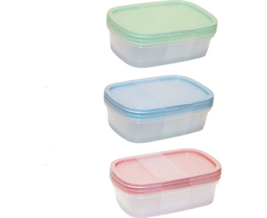 Прямоугольный контейнер для СВЧ и заморозки Умничка в наборе 3 шт 1 л пастель MPU8218 