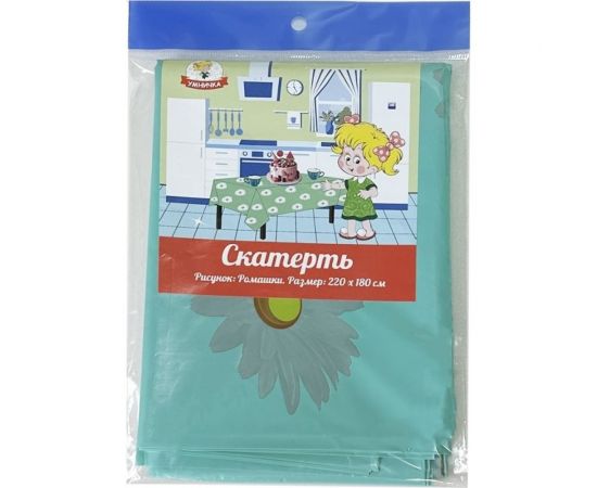 Скатерть Умничка Ромашки (50) полиэтилен, 220x180 см, зеленый MPU8737 