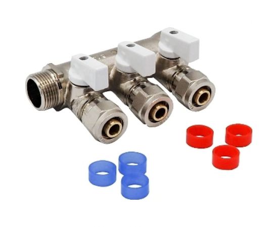 МП коллектор Rvc 3/4 гш-1/2 ш с кранами, 3 выхода (в комплекте ЕК 16x1/2 ) 10883 