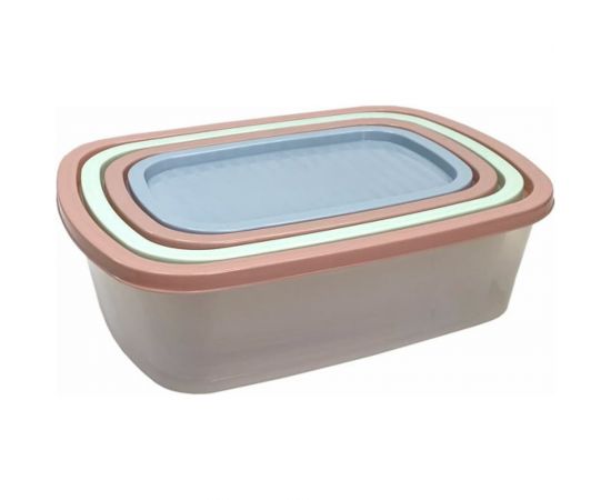 Прямоугольный контейнер для СВЧ и заморозки Умничка в наборе 4 шт 0,5+1+1,6+2,3 л пастель микс MPU8232 – изображение 3