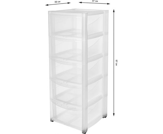 Комод Бытпласт Амадео на колесах, 5 ящиков, бесцветный 431242901 – изображение 4