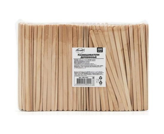 Размешиватели для напитков AVIORA деревянные, 140x6х1.3 мм, 500 шт/уп 401-923 