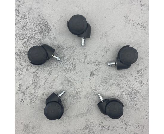 Универсальный комплект из пяти роликов-колес для офисных кресел ВПМ бесшумные, прорезиненные 6151012 