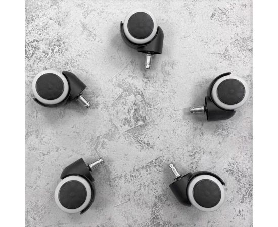 Универсальный комплект из пяти роликов-колес для офисных кресел ВПМ бесшумные, прорезиненные 6143672 