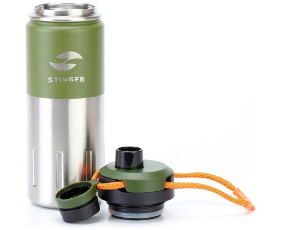Термобутылка Stinger 0.5 литра, серебристо-зеленая HD-500-46MG – изображение 2