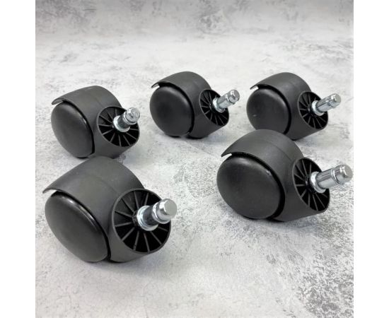 Комплект из пяти колес-роликов для кресла ВПМ 50 мм, черные 6143673 – изображение 5