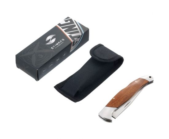 Складной нож Stinger 100 мм, серебристый, материал рукояти: нержавеющая сталь, розовое дерево FB0924A – изображение 5