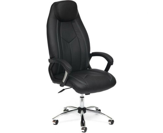 Кресло TetChair BOSS хром кожзам черный/черный перфорированный 36-6/36-6/06 9159 
