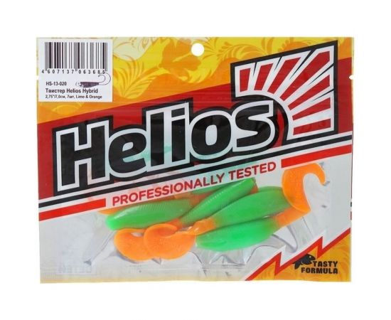 Твистер Helios hs-13-020 hybrid 2.75""/7.0 см, lime/orange, 7шт 00000130232 – изображение 2