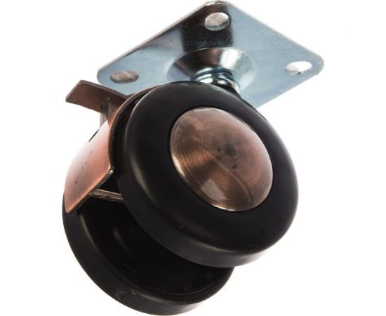 Мебельная колесная опора Tech-Krep D50 мм, поворотная, с тормозом, площадка, пластик, бронза - накладка 151202 – изображение 2