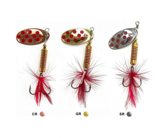 Вращающиеся блесны Lucky John SPIN X ROUND 04, 11.0г CR/GR/SR 3шт LJSR04-001SET – изображение 2