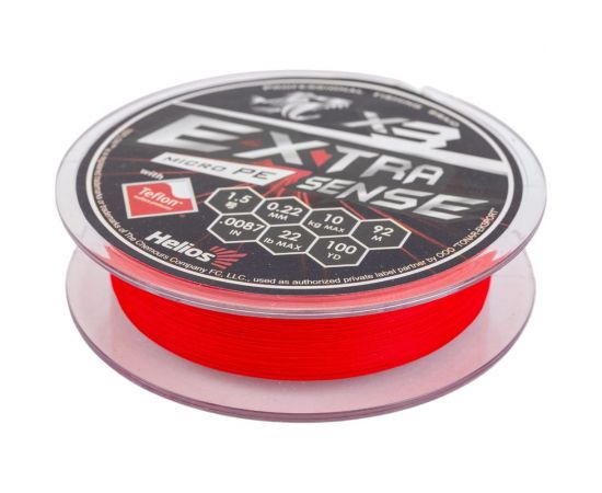 Шнур Helios hs-es-x3-1.5/22lb extrasense x3 pe red 92м, 1.5/22lb, 0.22мм 00000218880 – изображение 2