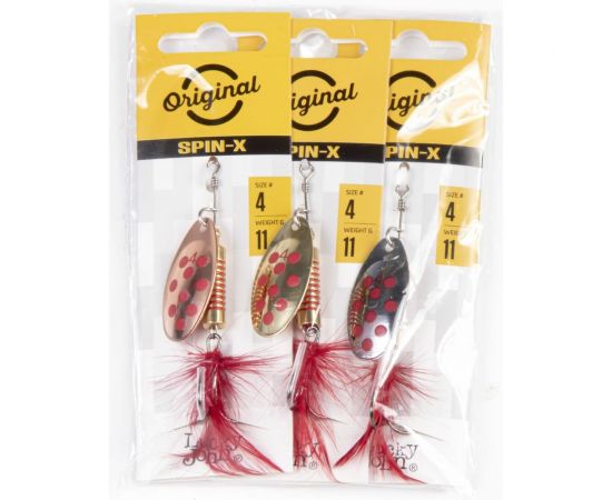 Вращающиеся блесны Lucky John SPIN X ROUND 04, 11.0г CR/GR/SR 3шт LJSR04-001SET – изображение 3
