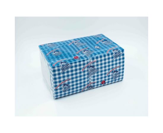 Салфетки Сыктывкарские 24x24 см, 1 слой, с рисунком шотландка, синяя, 400 шт 1001381780 