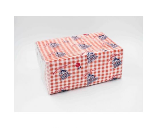 Салфетки сыктывкарские 24x24 см, 1 слой, с рисунком шотландка, красная, 400 шт 1001381781 