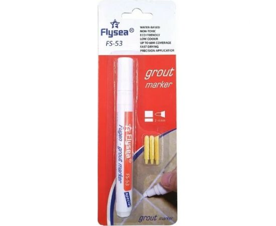 Маркер краска для плиточных швов Flysea Grout Marker 2-4 мм + 3 запасных наконечника, белый FS-53W 