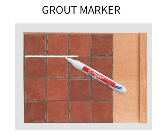 Маркер краска для плиточных швов Flysea Grout Marker 2-4 мм + 3 запасных наконечника, белый FS-53W – изображение 2
